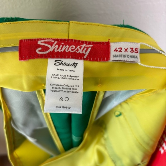 NWT Shinesty Golf Pants Green & White Tennis Racket Print Mens Sz 42 X 35 - Picture 5 of 5